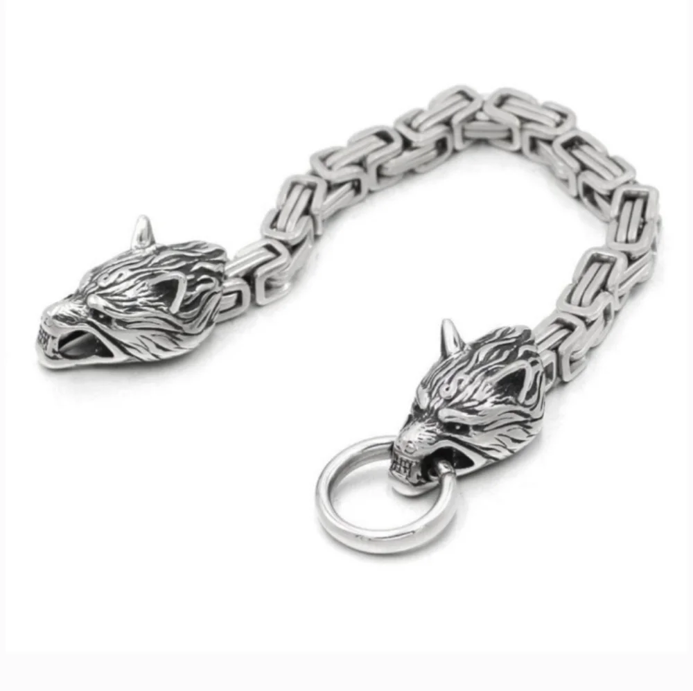 Wolf Head Bracelet Stainless Steel Nordic Viking 9